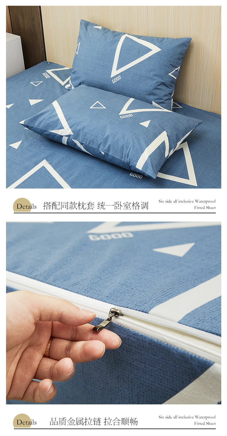 Waterproof Mattress Cover Six-Sided All Inclusive With Zipper Removable Bedspreads Breathable Mattress Protector Pad