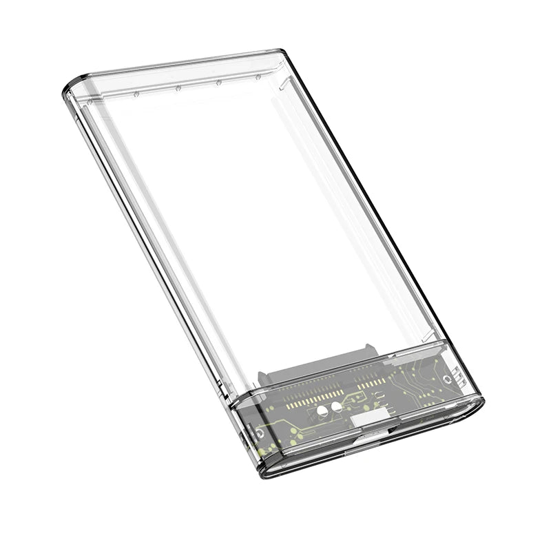 3.0/2.0 HDD Enclosure 2.5inch SATA SSD Hard Drive Case with 5Gbps Transfer Speed and Transparent Design Mobile External Housing