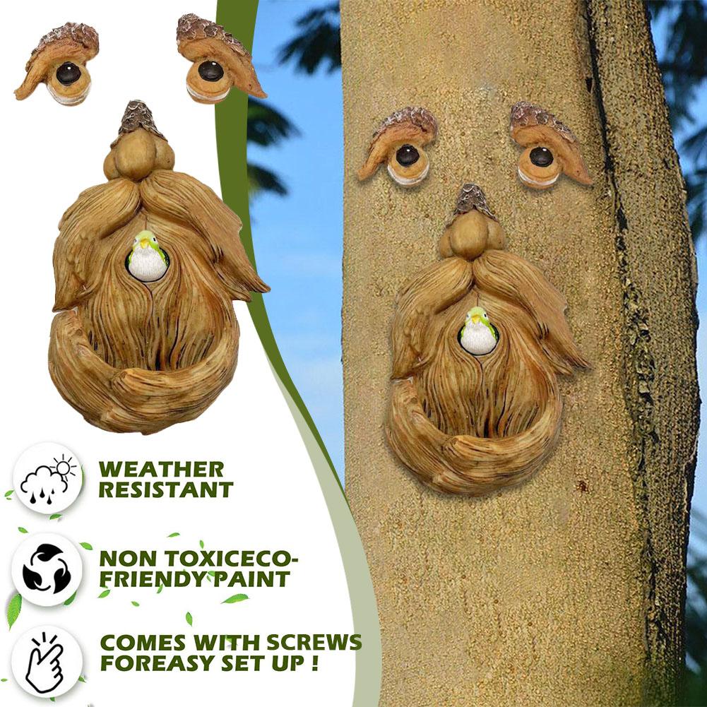 Funny Old Man Tree Face Hugger Garden Art Outdoor Tree Amusing Old Man Face Sculpture Whimsical Tree Face Garden Decoration