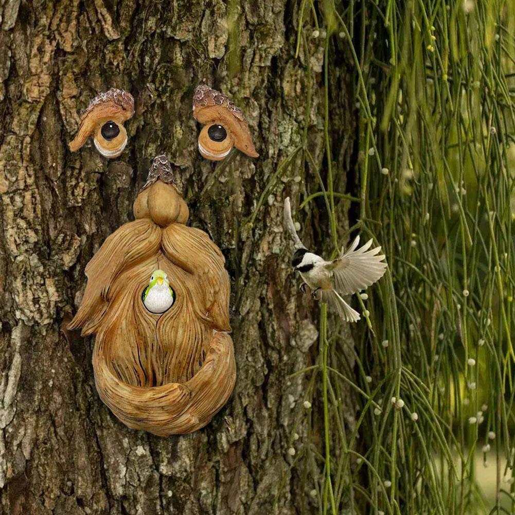 Funny Old Man Tree Face Hugger Garden Art Outdoor Tree Amusing Old Man Face Sculpture Whimsical Tree Face Garden Decoration