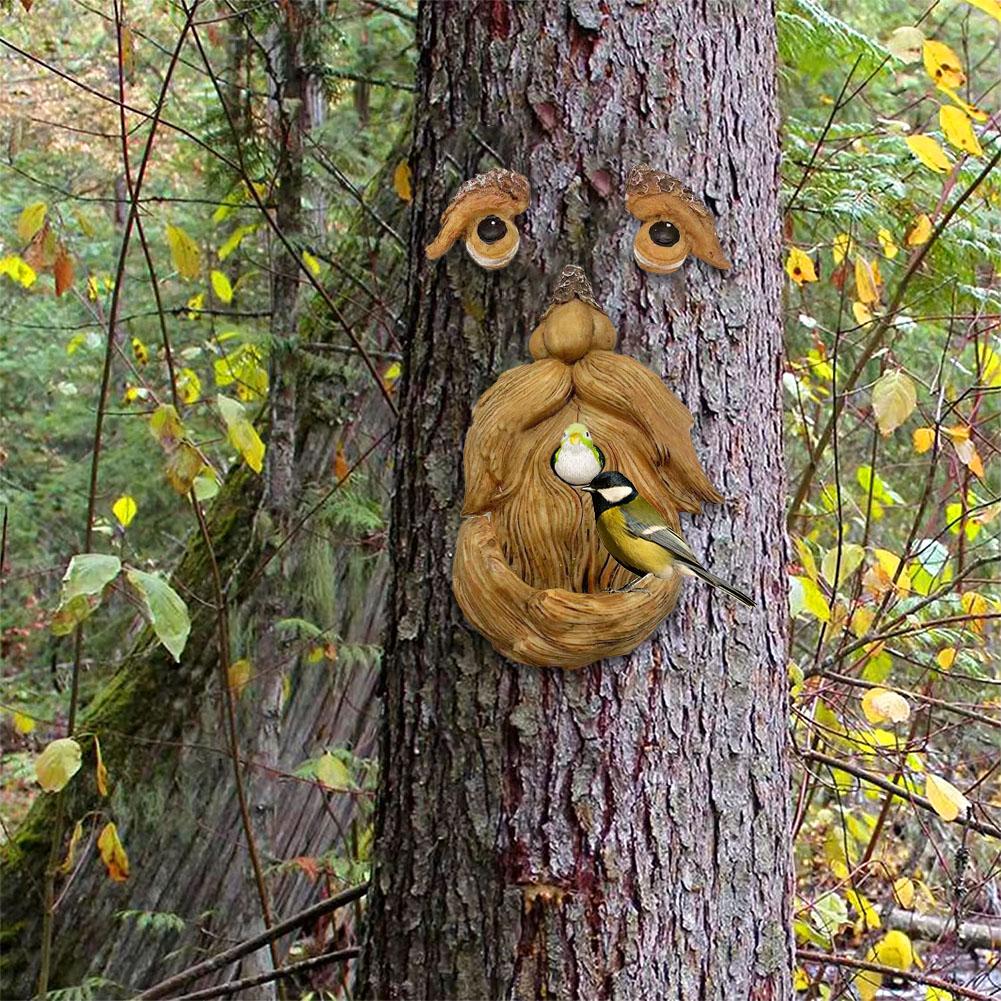 Funny Old Man Tree Face Hugger Garden Art Outdoor Tree Amusing Old Man Face Sculpture Whimsical Tree Face Garden Decoration