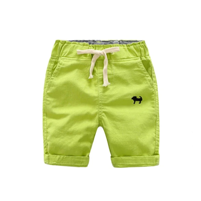 Summer Boys Casual Shorts Children Cotton Elastic Waist Pants Toddler Kids Knee Length Pants Solid Color Baby Boys Clothes