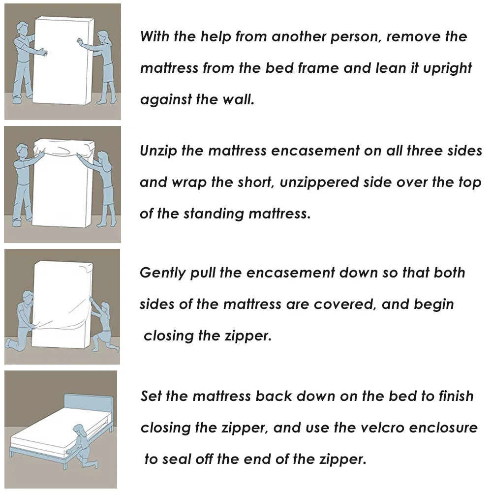 Zipper Waterproof Bed Cover Bed Bug Proof Mattress Protector Fully Foam Cover Queen