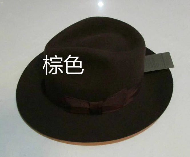 Wool Fedora Hat Unisex Felt Fedoras Hats Adult Fashion Trilby Hats Popular Headwear Wool Fedora Trilby Hats Man's Cap B-8130