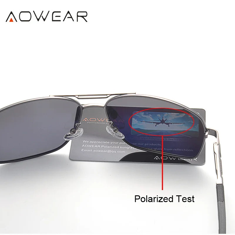 AOWEAR Aviation Polarized Sunglasses Men Aluminum Driving Mirror Sun Glasses Male Brand Designer Retro Eyewear Accessories gafas