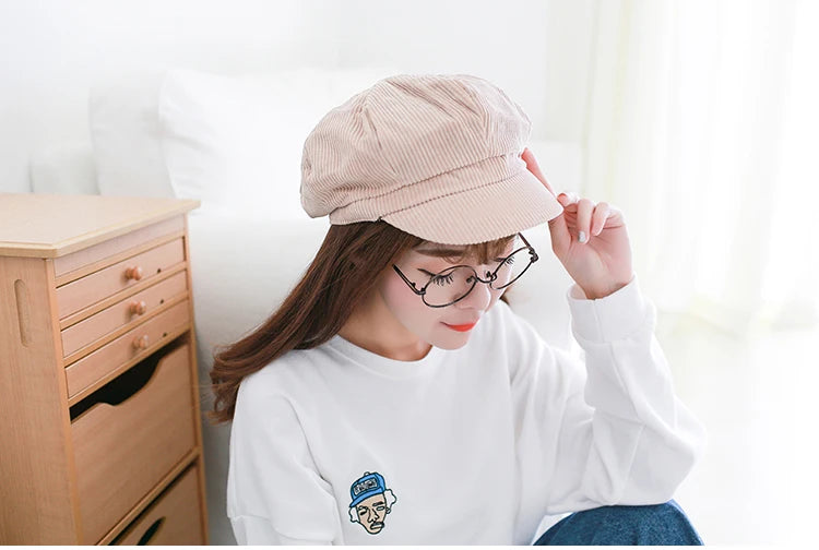 COKK Newsboy Cap Beret Women Vintage Beret Painter Winter Hats For Women Men Octagonal Caps Female Bone Male New 11.11 Hats