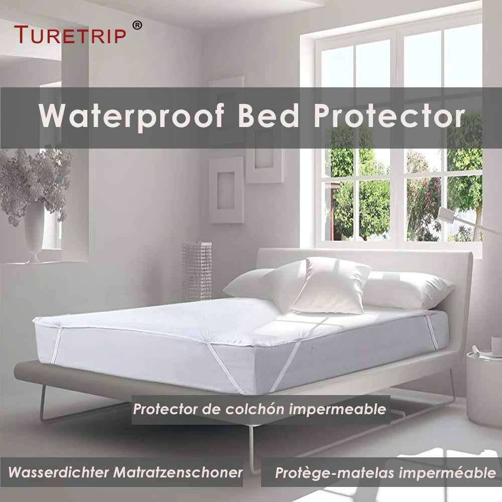Waterproof Bed Sheet With Band Anti Slip Waterproof Mattress Protector Dust Mites Proof Sheet Protector