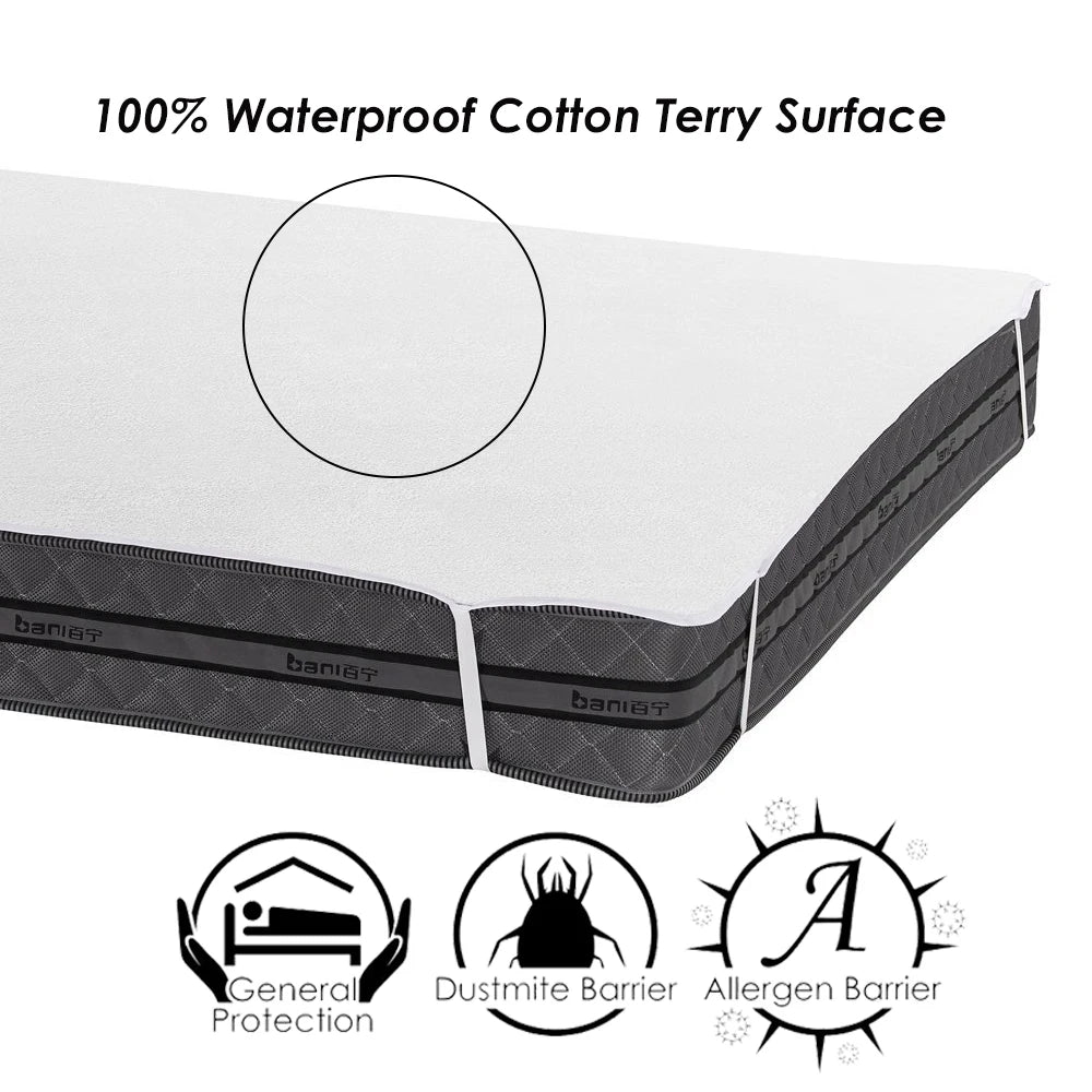 Waterproof Bed Sheet With Band Anti Slip Waterproof Mattress Protector Dust Mites Proof Sheet Protector