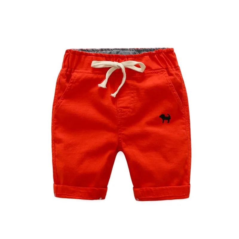 Summer Boys Casual Shorts Children Cotton Elastic Waist Pants Toddler Kids Knee Length Pants Solid Color Baby Boys Clothes