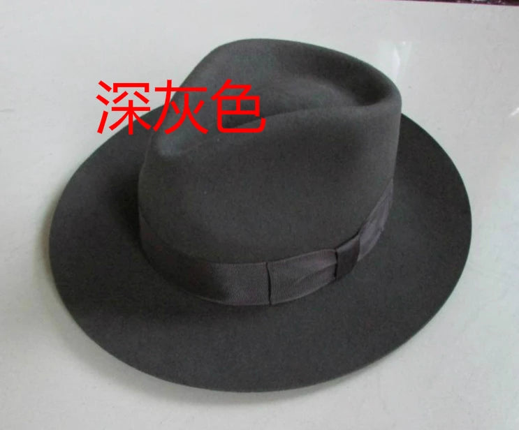 Wool Fedora Hat Unisex Felt Fedoras Hats Adult Fashion Trilby Hats Popular Headwear Wool Fedora Trilby Hats Man's Cap B-8130