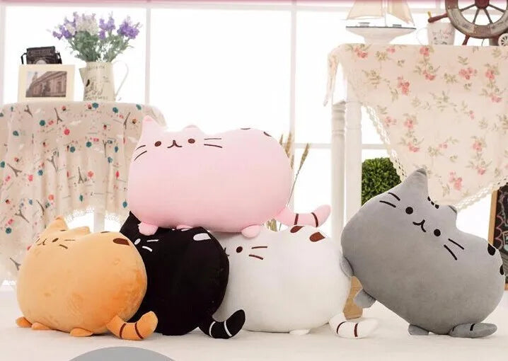40*30cm Kawaii Cat Pillow With Zipper Only Skin Without PP Cotton Biscuits Plush Animal Doll Toys Big Cushion Cover Peluche Gift