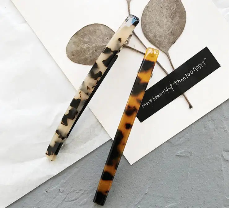 Simple style versatile hair clips Vintage leopard amber geometric bow bangs clip side clip Korean hair accessories