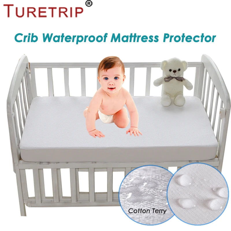 Waterproof Mattress Protector For Baby Toddler Bed Cover Mattress Pad Crib Waterproof Bed Sheet (Cotton Terry)