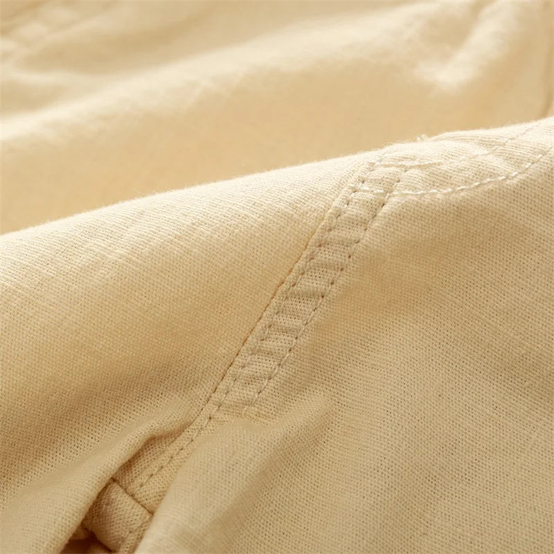 Summer Boys Casual Shorts Children Cotton Elastic Waist Pants Toddler Kids Knee Length Pants Solid Color Baby Boys Clothes