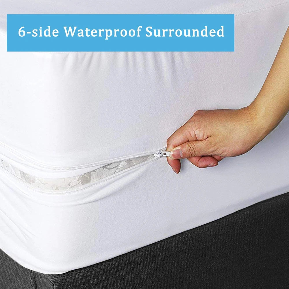 Zipper Waterproof Bed Cover Bed Bug Proof Mattress Protector Fully Foam Cover Queen