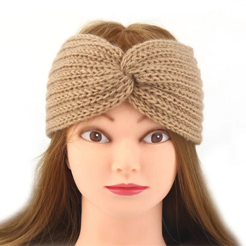 Women Headband Solid Color Elastic Hair Bands Twisted Knitted Turban Headwrap Winter Girls Hairband Fashion Hair Accessories