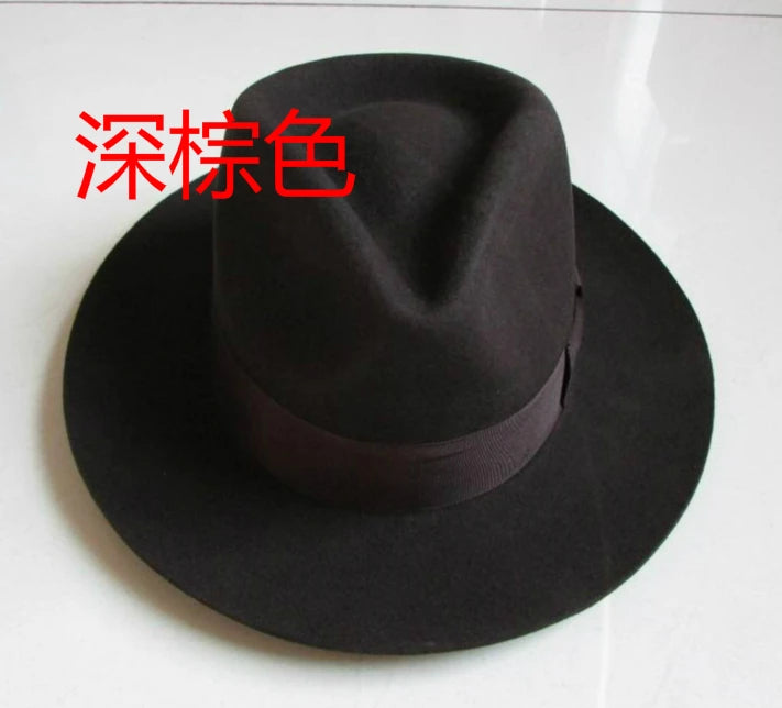 Wool Fedora Hat Unisex Felt Fedoras Hats Adult Fashion Trilby Hats Popular Headwear Wool Fedora Trilby Hats Man's Cap B-8130