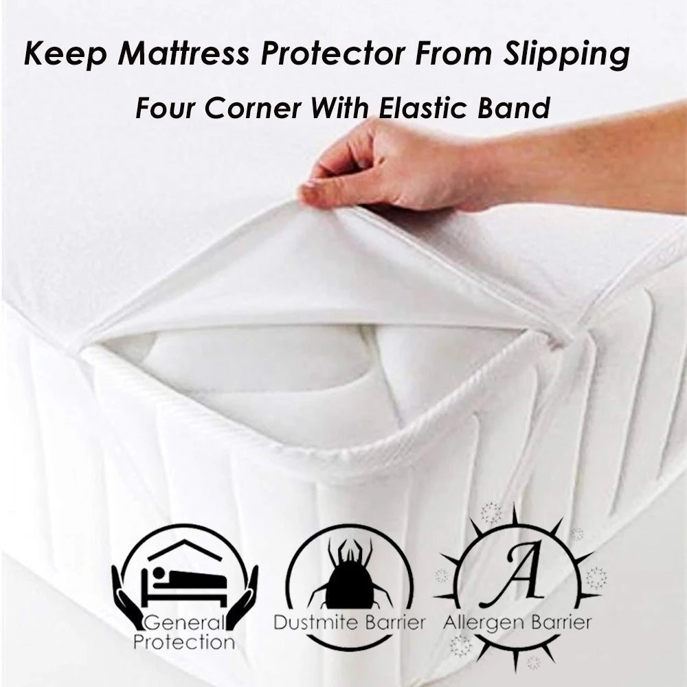 Waterproof Bed Sheet With Band Anti Slip Waterproof Mattress Protector Dust Mites Proof Sheet Protector