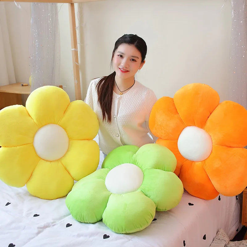 1pc 30/50/65CM Furry Plush Flower Plush Pillow Mat Stuffed Lifelike Flower Shape Baby Kids Home Soft Pillow Cushion Home Decor