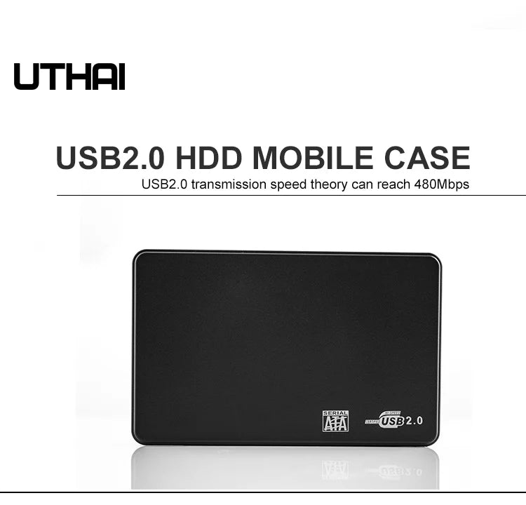 3.0/2.0 HDD Enclosure 2.5inch SATA SSD Hard Drive Case with 5Gbps Transfer Speed and Transparent Design Mobile External Housing