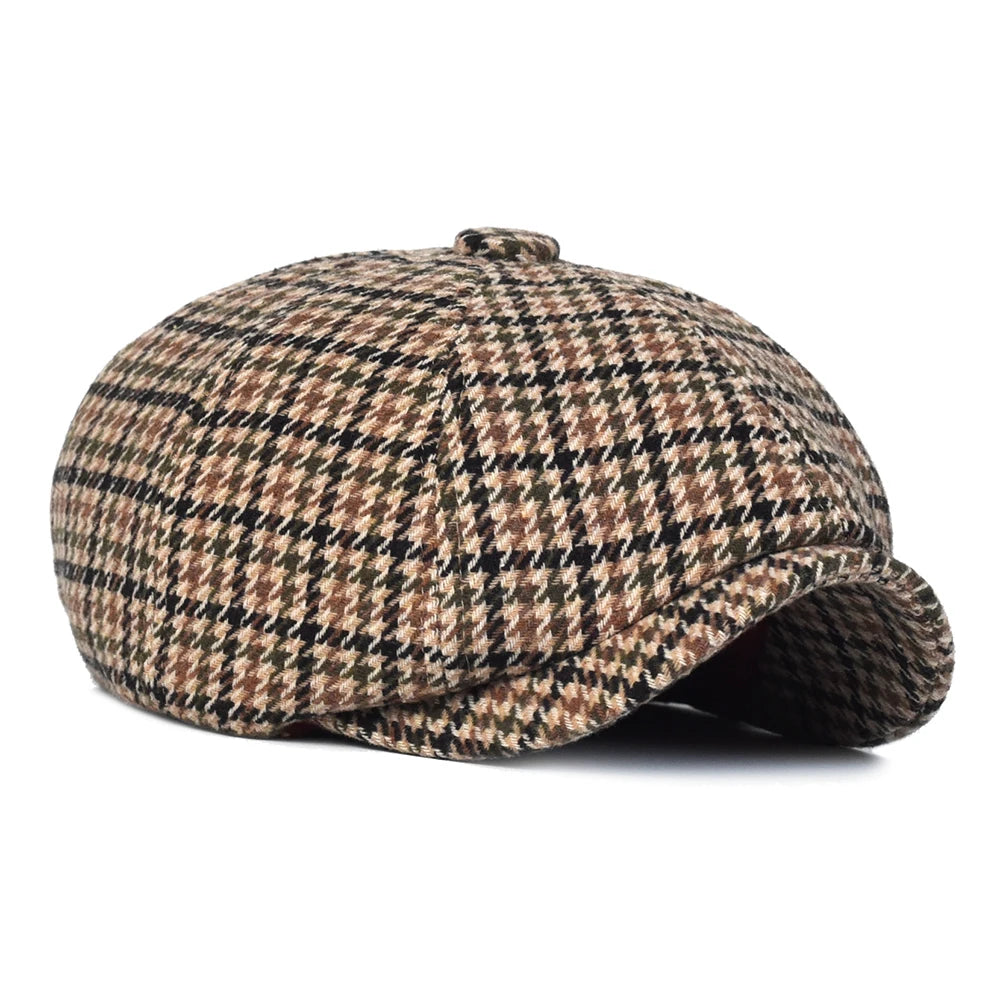 Autumn Winter Plaid Newsboy Ivy Caps Casual Beret Hats England Gatsby Retro Hat Driver Flat Cap