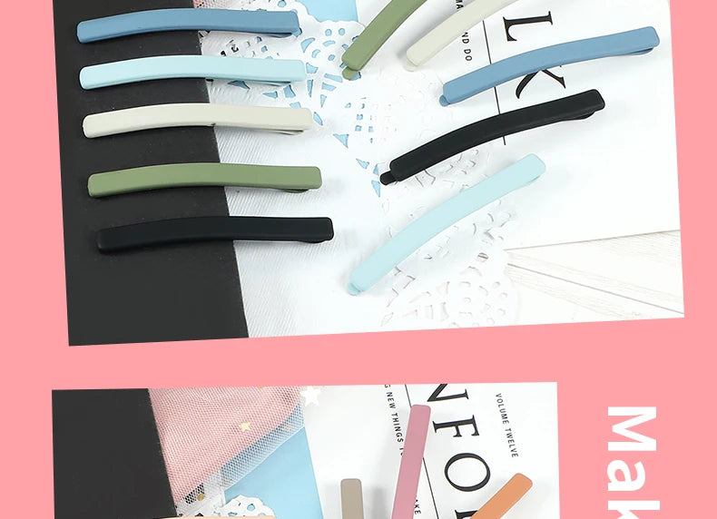 5Pcs/Set Candy Colors Hair Clips For Girls Women Simple Basic Sweet Hairpins Painted Colorful Matte Hair Accessories Barrette