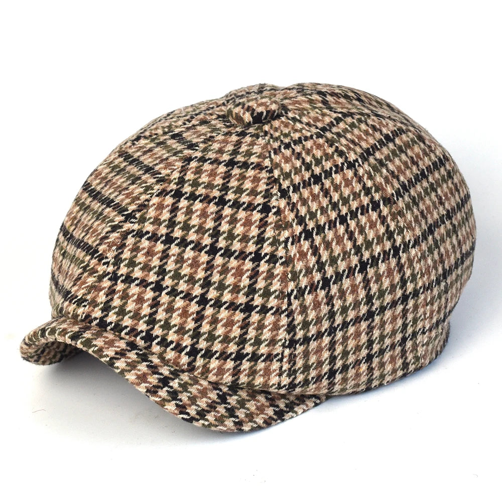 Autumn Winter Plaid Newsboy Ivy Caps Casual Beret Hats England Gatsby Retro Hat Driver Flat Cap