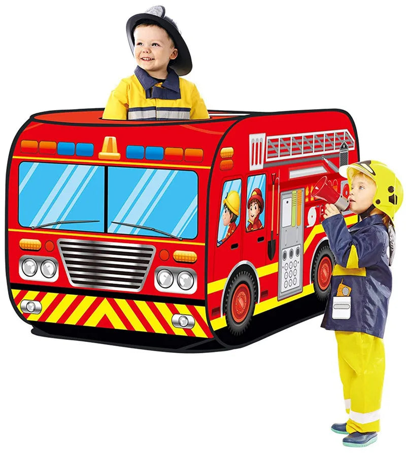 Foldable Game Play House Fire Truck Police Bus Pop Up Toy Tent Playhouse Cloth Gift For Children Firefighting Model Dopship