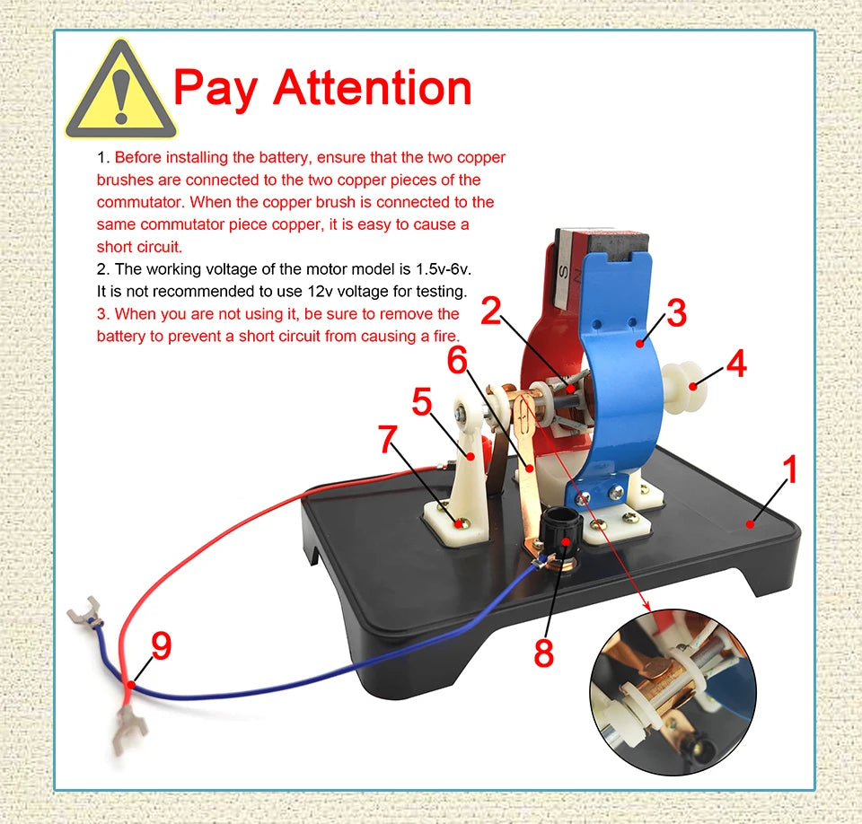 DIY Simple DC Electric Motor Model Assemble Kit for Kids Physics Science Educational Toys
