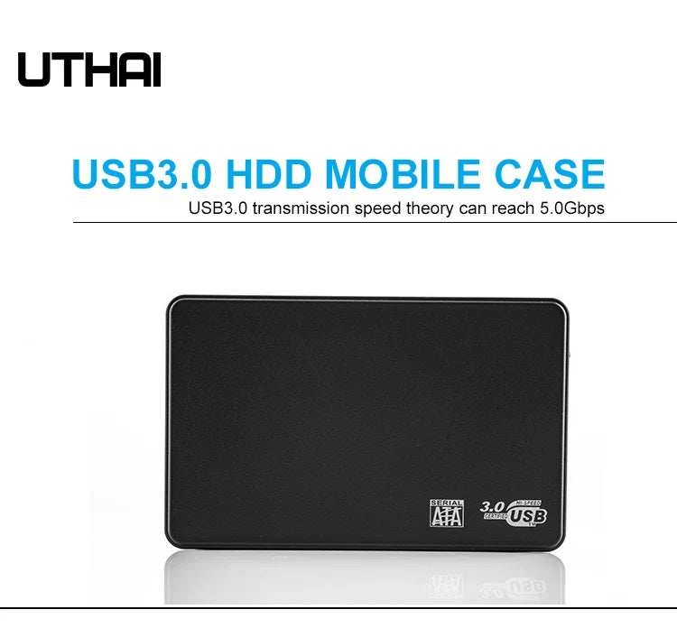 3.0/2.0 HDD Enclosure 2.5inch SATA SSD Hard Drive Case with 5Gbps Transfer Speed and Transparent Design Mobile External Housing