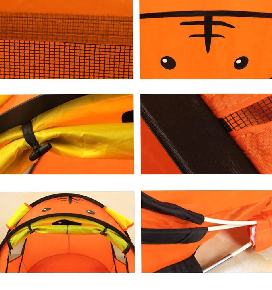 Portable Tiger kids' Tent Cartoon Animal Children Play House Outdoors Pop Up Toy Tent Indoor Net Baby Ball Pit Pool Dropship