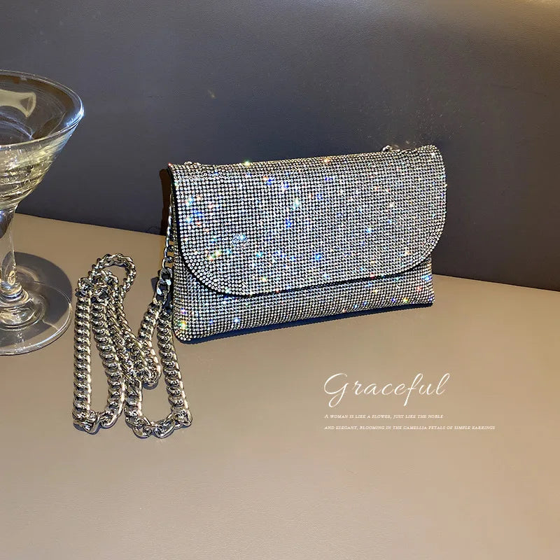 JIOMAY Mini Shoulder Bag for Women Designer Purses and Handbags Bling Rhinestone Clutch Bags Girls Chain Crossbody Bag Wholesale