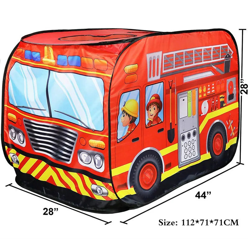 Foldable Game Play House Fire Truck Police Bus Pop Up Toy Tent Playhouse Cloth Gift For Children Firefighting Model Dopship