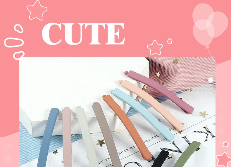 5Pcs/Set Candy Colors Hair Clips For Girls Women Simple Basic Sweet Hairpins Painted Colorful Matte Hair Accessories Barrette