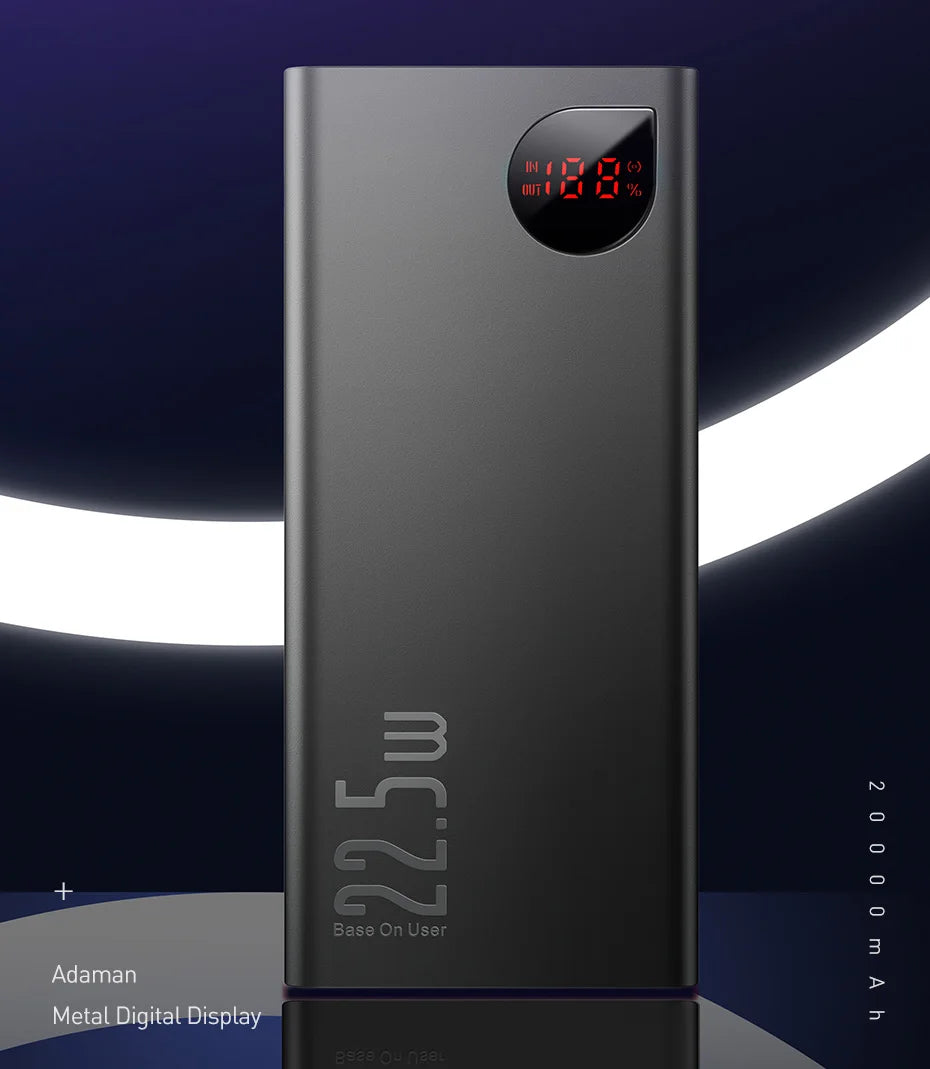 Baseus 22.5W Power Bank 20000mAh Portable Fast Charging Powerbank Type C PD Qucik Charge External Battery Charger For iPhone 16