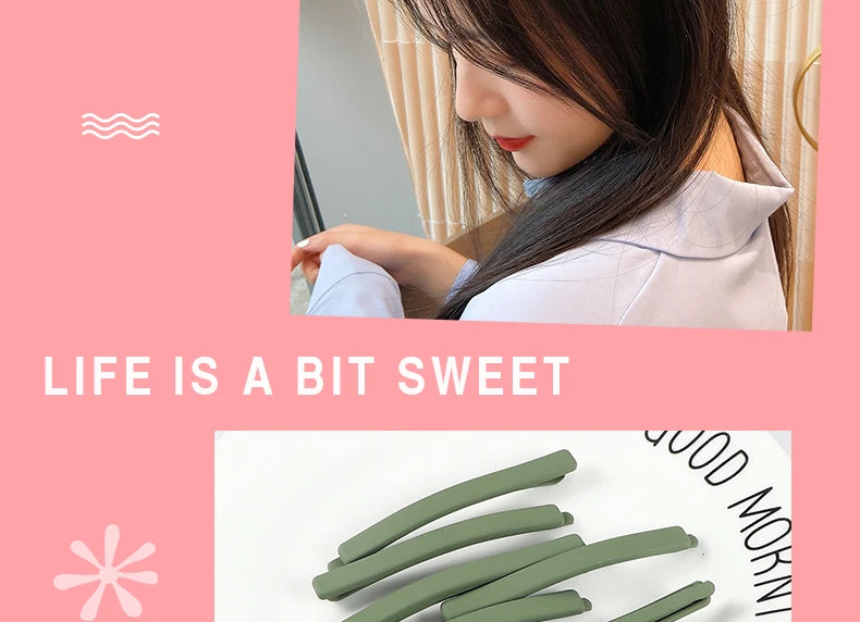 5Pcs/Set Candy Colors Hair Clips For Girls Women Simple Basic Sweet Hairpins Painted Colorful Matte Hair Accessories Barrette