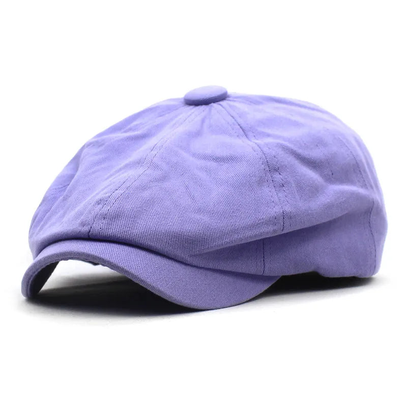 Solid Cotton Newsboy Caps Men Flat Peaked Cap Women Painter Beret Hats 30
