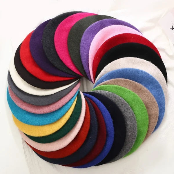 100% Wool Retro Beret Hat Autumn Winter Women British Hepburn stylish Artist Painter Hats Thick Warm Woolen Pumpkin Beanies Cap