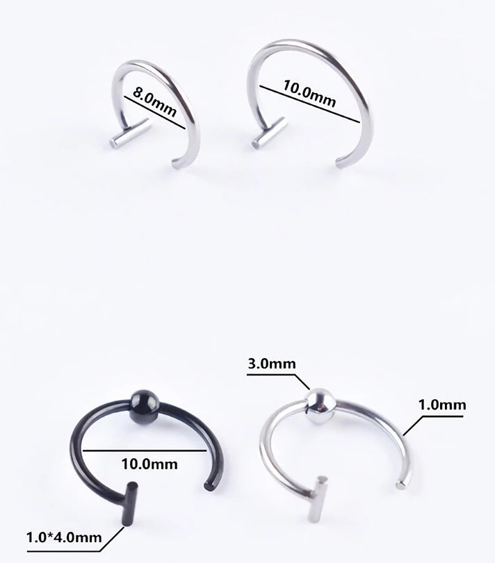 5PCS Punk Lips Rings Medical Titanium Steel Nose Ring Fake Nose Ring Septum Piercing Clip on Mouth Ring Fake Piercing Body Clip