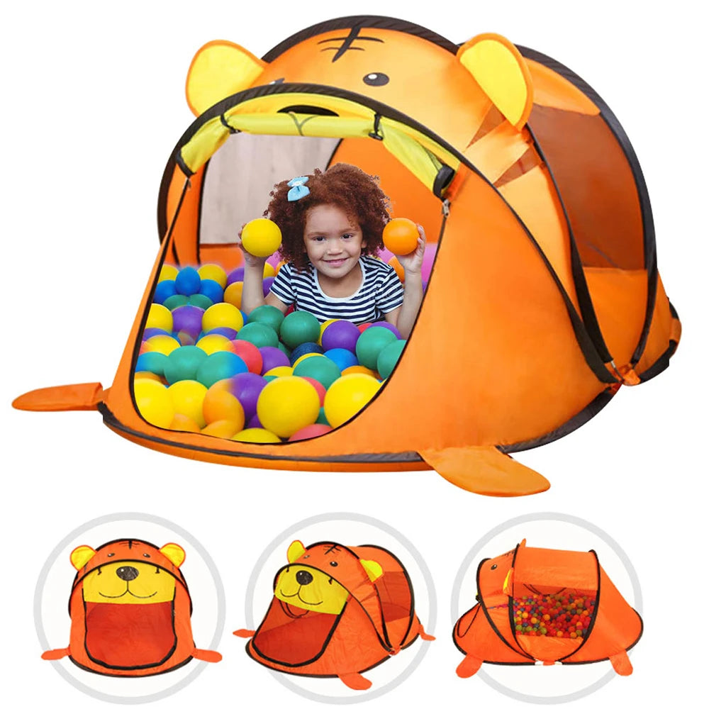 Portable Tiger kids' Tent Cartoon Animal Children Play House Outdoors Pop Up Toy Tent Indoor Net Baby Ball Pit Pool Dropship