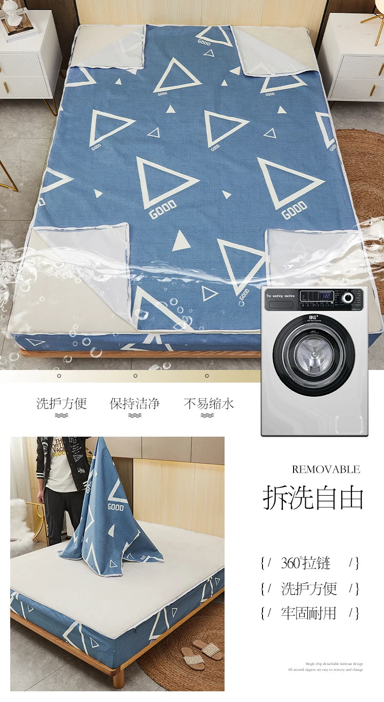 Waterproof Mattress Cover Six-Sided All Inclusive With Zipper Removable Bedspreads Breathable Mattress Protector Pad