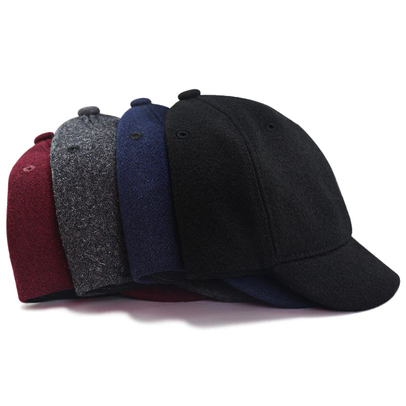 Men Winter Short Brim Wool Felt Big Size Baseball Cap Lady Spring and Summer Cotton Large Size Sport Sun Caps 56-60cm 60-65cm