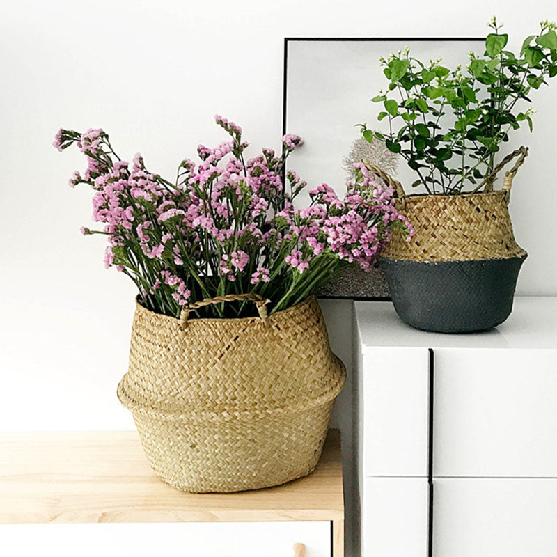 Woven Dirty Storage Seagrass Wickerwork Rattan Hanging Flower Pot Plant Organizer Garden Gadgets Holder Кашпо Для Цветов