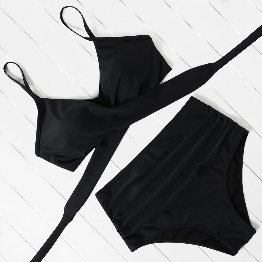 High Waist Sexy Bikini Set 2024 Biquini Swimwear Women Two Pieces Swimsuit Floral Beachwear V-Neck Bathing Suits Female