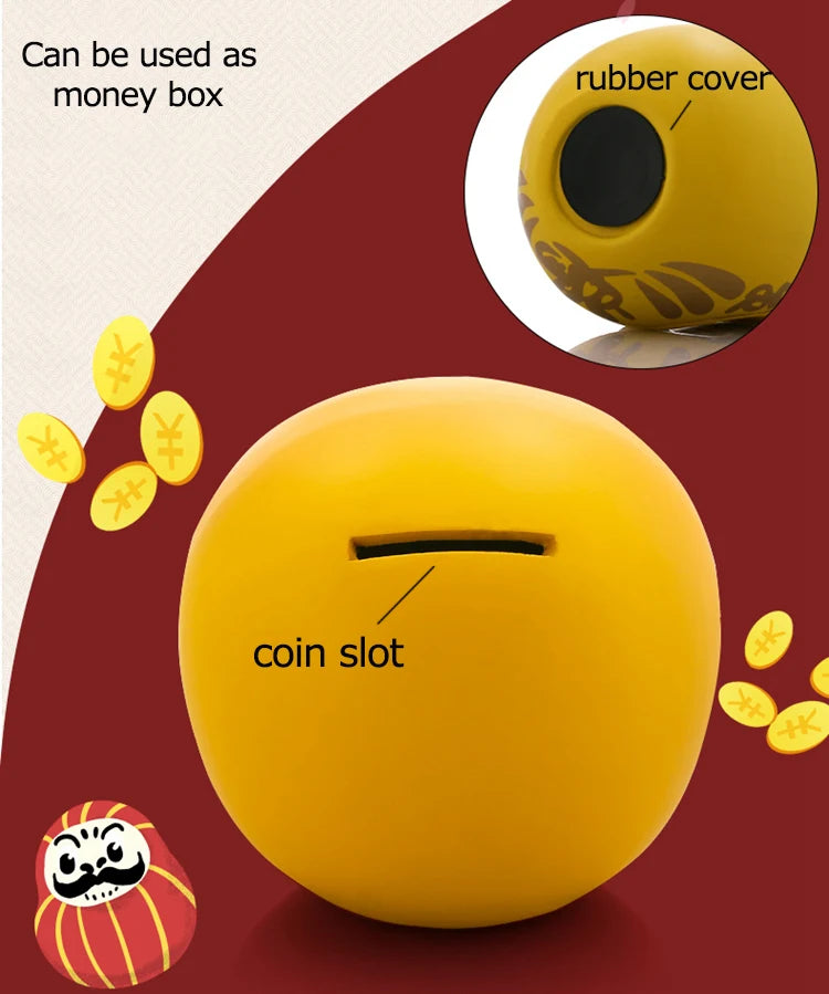 Japanese Ceramic Daruma Statue, Lucky Charm, Zen Ornament, Fengshui Figurine, Money Box, Home Tabletop Decoration, Gifts, 4"