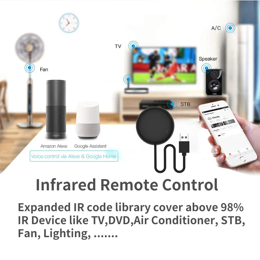 Tuya WiFi IR Remote Control for Smart Home for TV Air Condition works with Alexa Google Home Yandex Alice