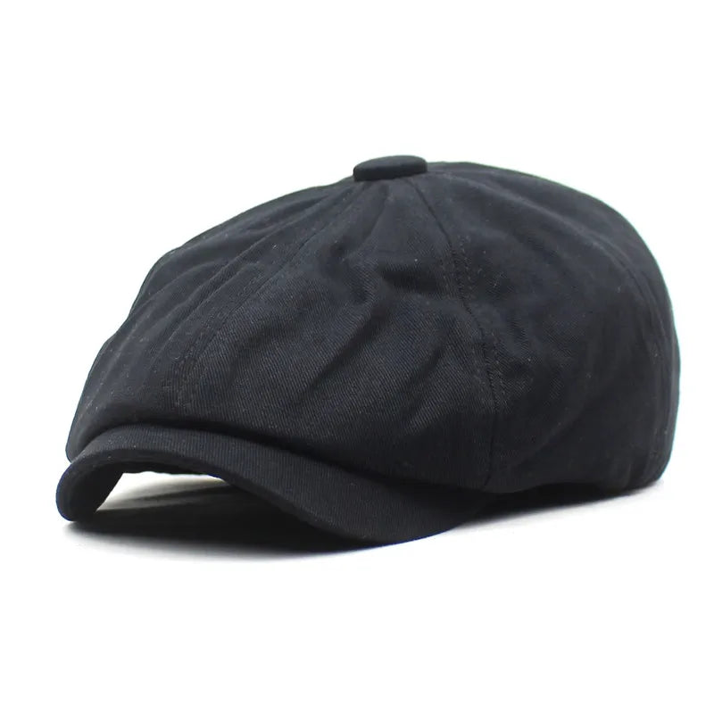 Solid Cotton Newsboy Caps Men Flat Peaked Cap Women Painter Beret Hats 30