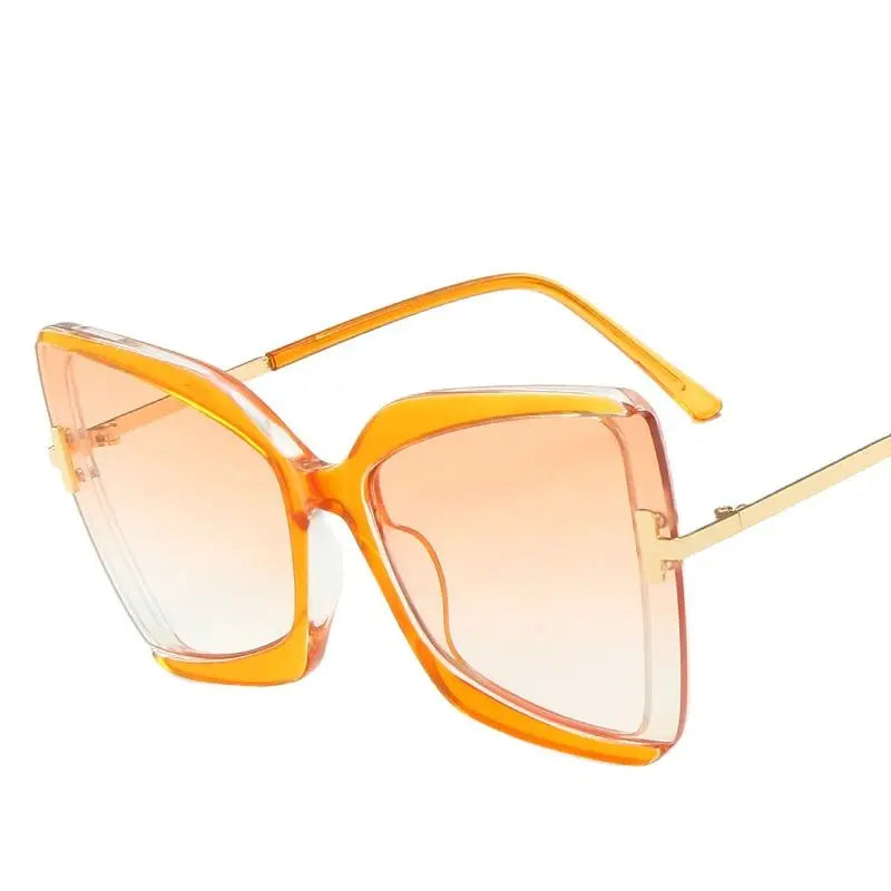 European and American INS big frame T word sunglasses for women dazzle color cat eye fashion sunglasses butterfly sunglasses