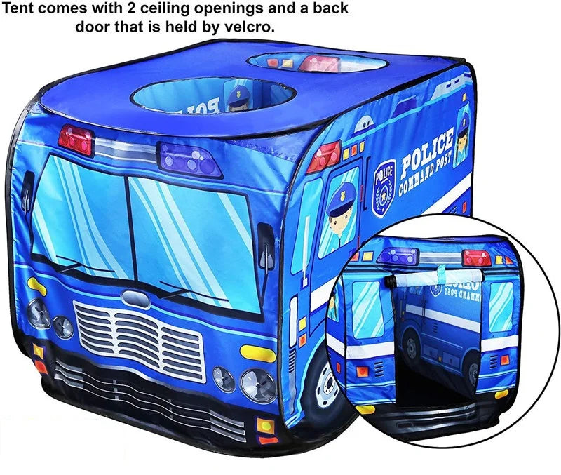 Foldable Game Play House Fire Truck Police Bus Pop Up Toy Tent Playhouse Cloth Gift For Children Firefighting Model Dopship