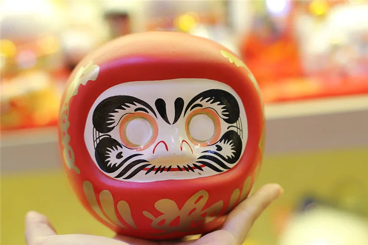 Japanese Ceramic Daruma Statue, Lucky Charm, Zen Ornament, Fengshui Figurine, Money Box, Home Tabletop Decoration, Gifts, 4"